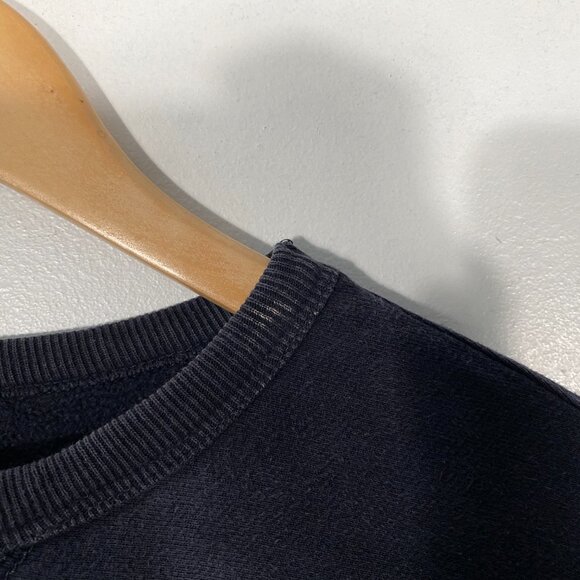 Vintage Polo Jeans Co. Felt Spellout Pullover Crewneck Sweatshirt Navy mens L - Picture 6 of 8